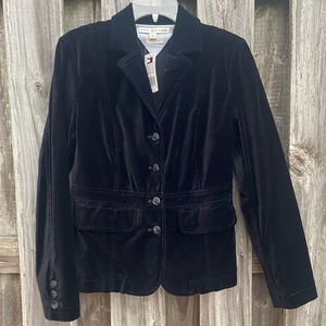 Tommy Hilfiger Black Velvet Stretch Blazer Size- 4